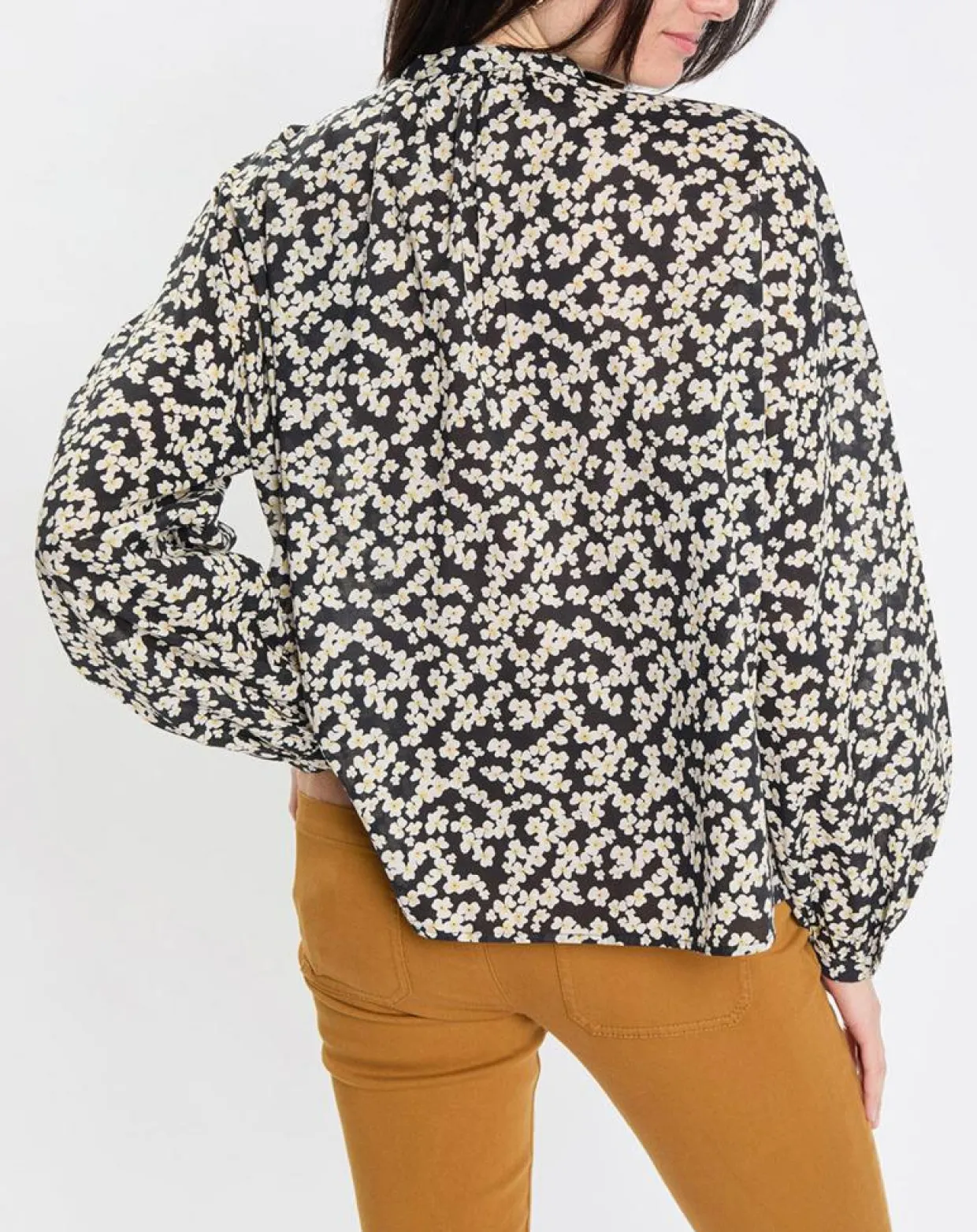 Blouse en Coton bio à fleurs noir/écru-Marc O'Polo Sale
