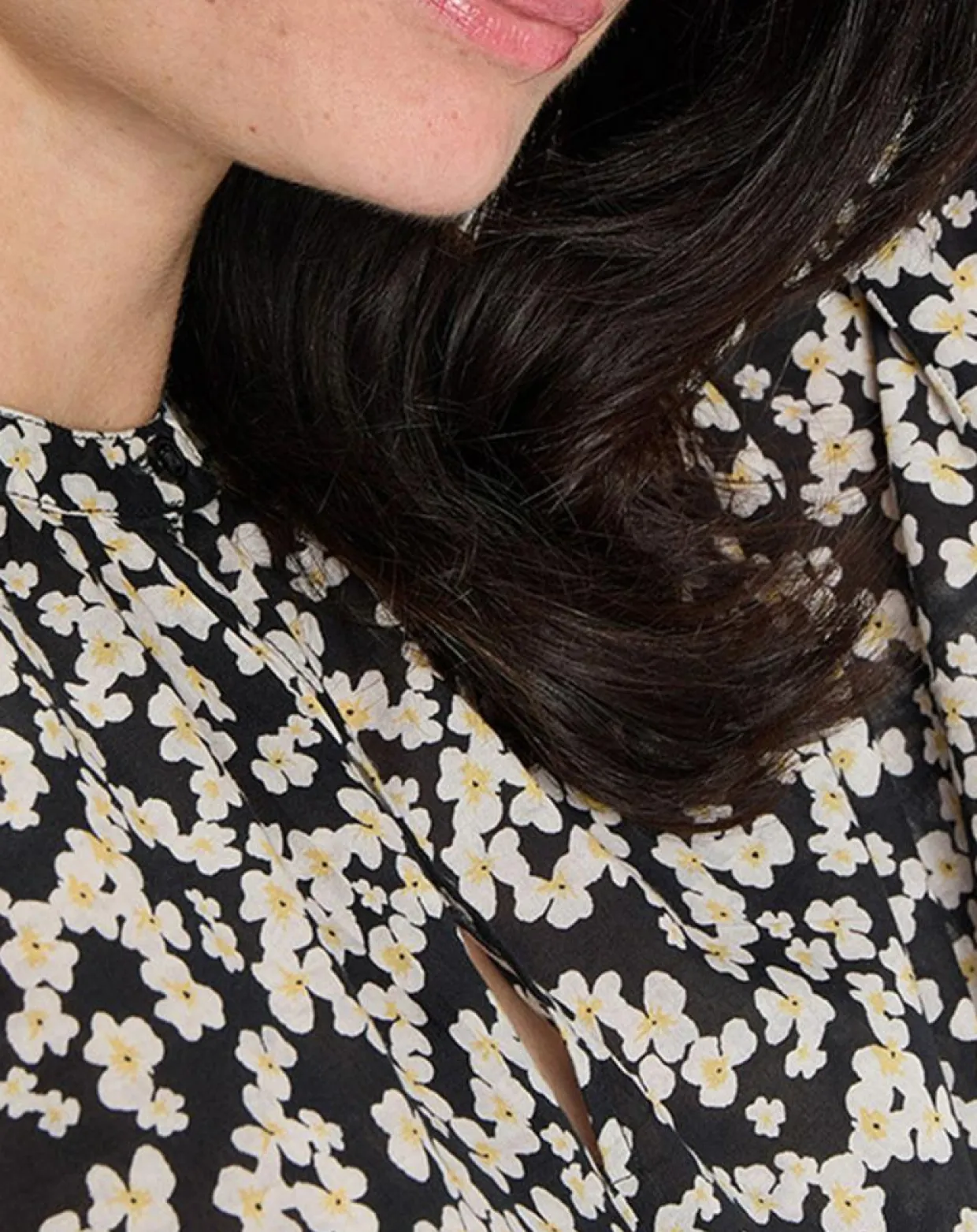 Blouse en Coton bio à fleurs noir/écru-Marc O'Polo Sale