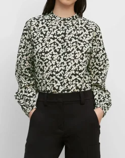Blouse en Coton bio à fleurs noir/écru-Marc O'Polo Sale