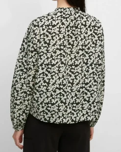Blouse en Coton bio à fleurs noir/écru-Marc O'Polo Sale