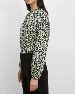Blouse en Coton bio à fleurs noir/écru-Marc O'Polo Sale