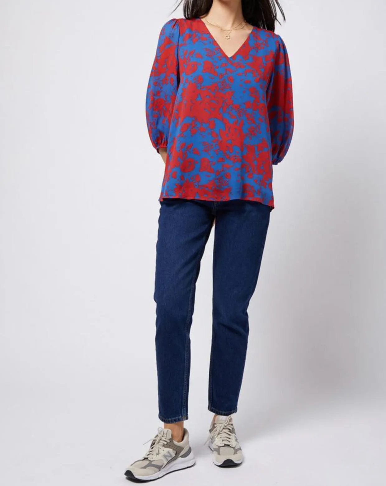 Femme Esprit Tops Et Blouses^Blouse en voile imprimé fendue au dos rouge/bleu