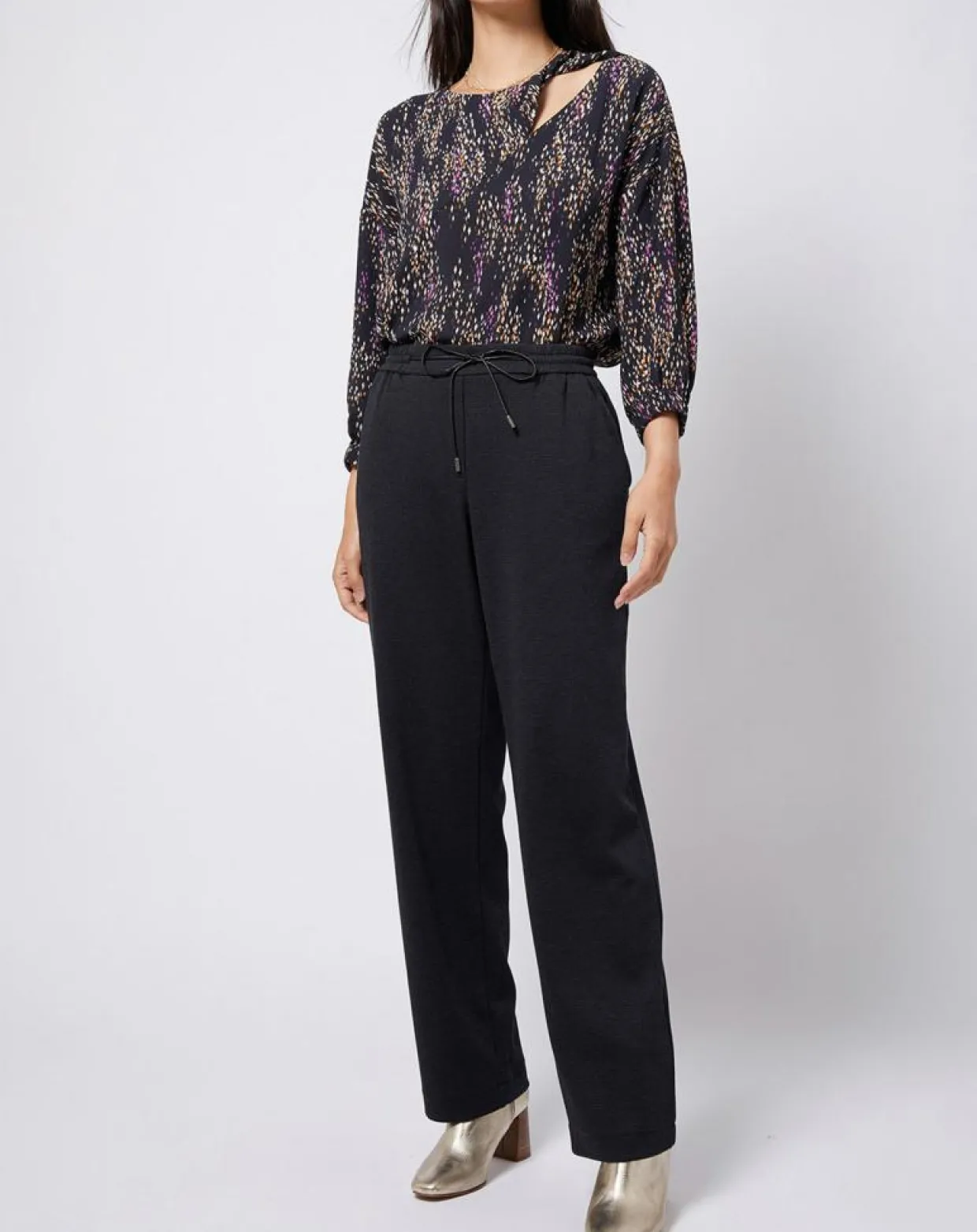 Blouse fluide à motif et découpe multicolore-Esprit Clearance