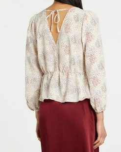 Blouse fluide Gala imprimée beige clair-Galeries Lafayette Clearance