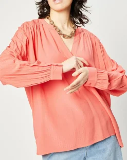 Femme Esprit Tops Et Blouses^Blouse fluide manches longues rose saumon