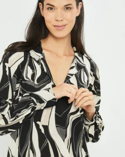 Femme Lauren Vidal Tops Et Blouses^Blouse fluide Store imprimée rétro noir/écru