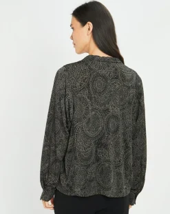 Femme Lauren Vidal Tops Et Blouses^Blouse fluide Store imprimée rosace noire