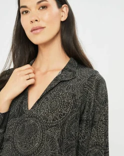 Femme Lauren Vidal Tops Et Blouses^Blouse fluide Store imprimée rosace noire