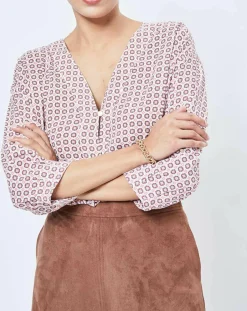 Blouse imprimée géométrique blanc/multicolore-Esprit Best