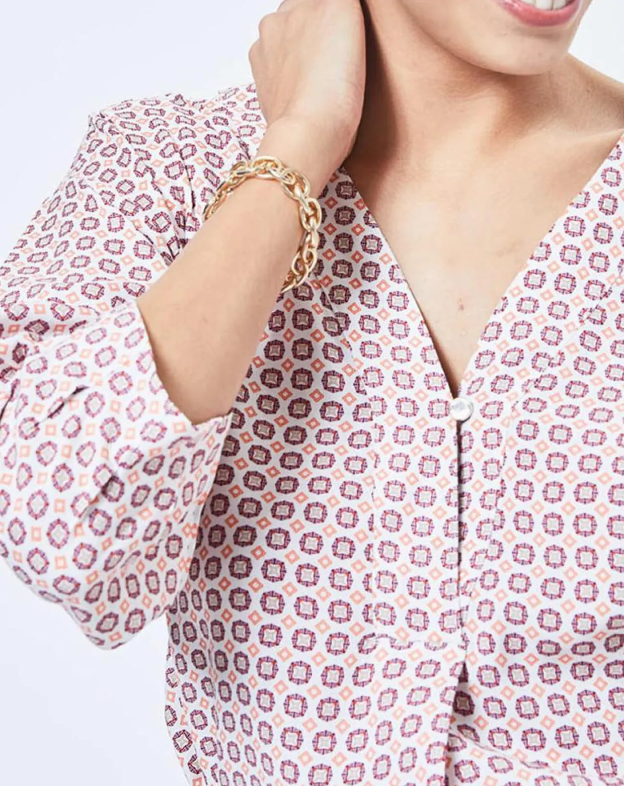 Blouse imprimée géométrique blanc/multicolore-Esprit Best