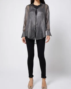 Femme Esprit Tops Et Blouses^Blouse lurex 2 en 1 gris foncé