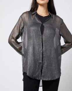 Femme Esprit Tops Et Blouses^Blouse lurex 2 en 1 gris foncé