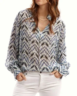 Blouse Mia indigo/écru-Lauren Vidal Discount