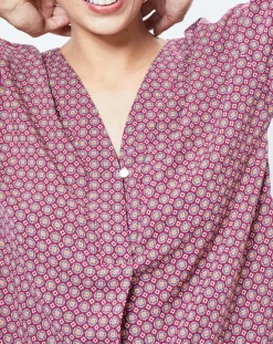 Blouse motif Géométrique rouge/multicolore-Esprit Discount