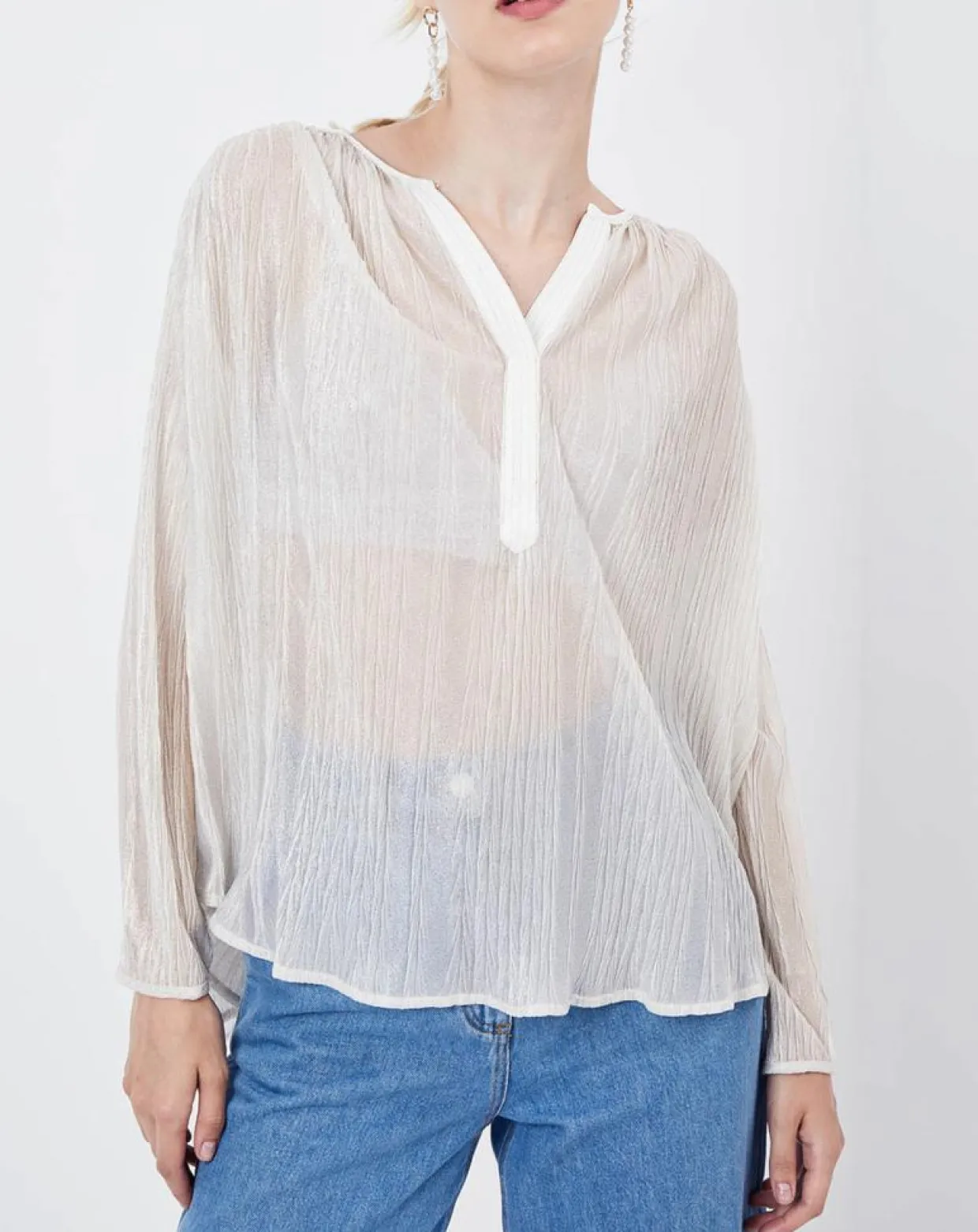 Blouse Plantain transparente blanche-See u Soon Clearance