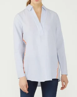 Blouse Popelin rayée bleue-Marc O'Polo New