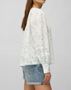 Blouse print sirène blanc/bleu-Marc O'Polo New