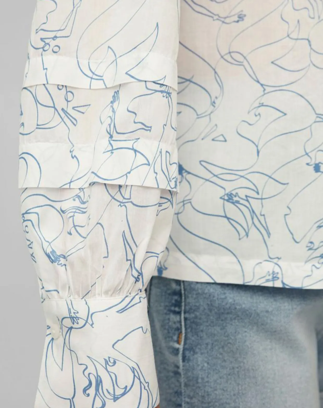Blouse print sirène blanc/bleu-Marc O'Polo New