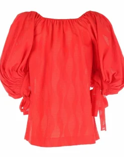 Femme Derhy Tops Et Blouses^Blouse Ralenti texturée manches bouffantes rouge