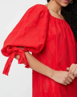 Femme Derhy Tops Et Blouses^Blouse Ralenti texturée manches bouffantes rouge