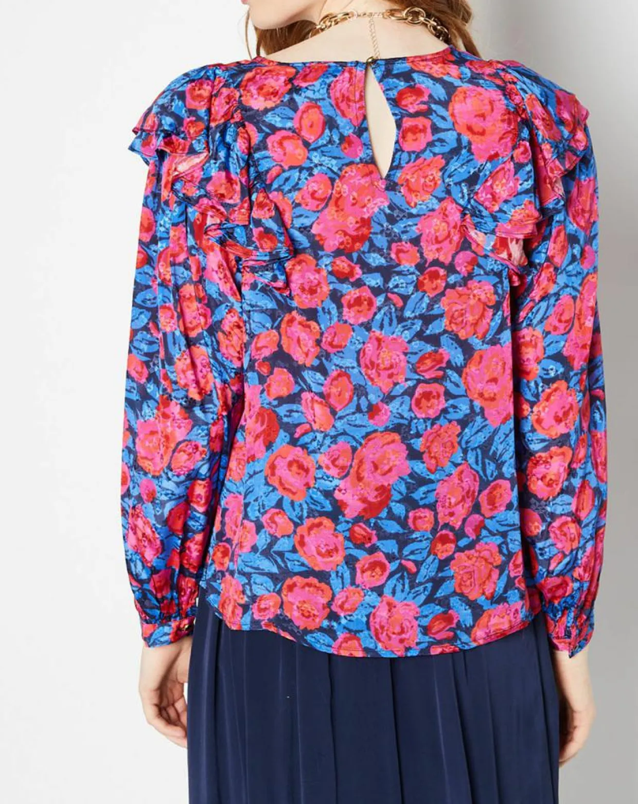 Blouse satinée Lexa rose/bleu-La Petite Etoile Online