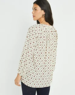 Blouse satinée Store imprimée luciole écrue-Lauren Vidal Discount