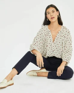 Blouse satinée Store imprimée luciole écrue-Lauren Vidal Discount