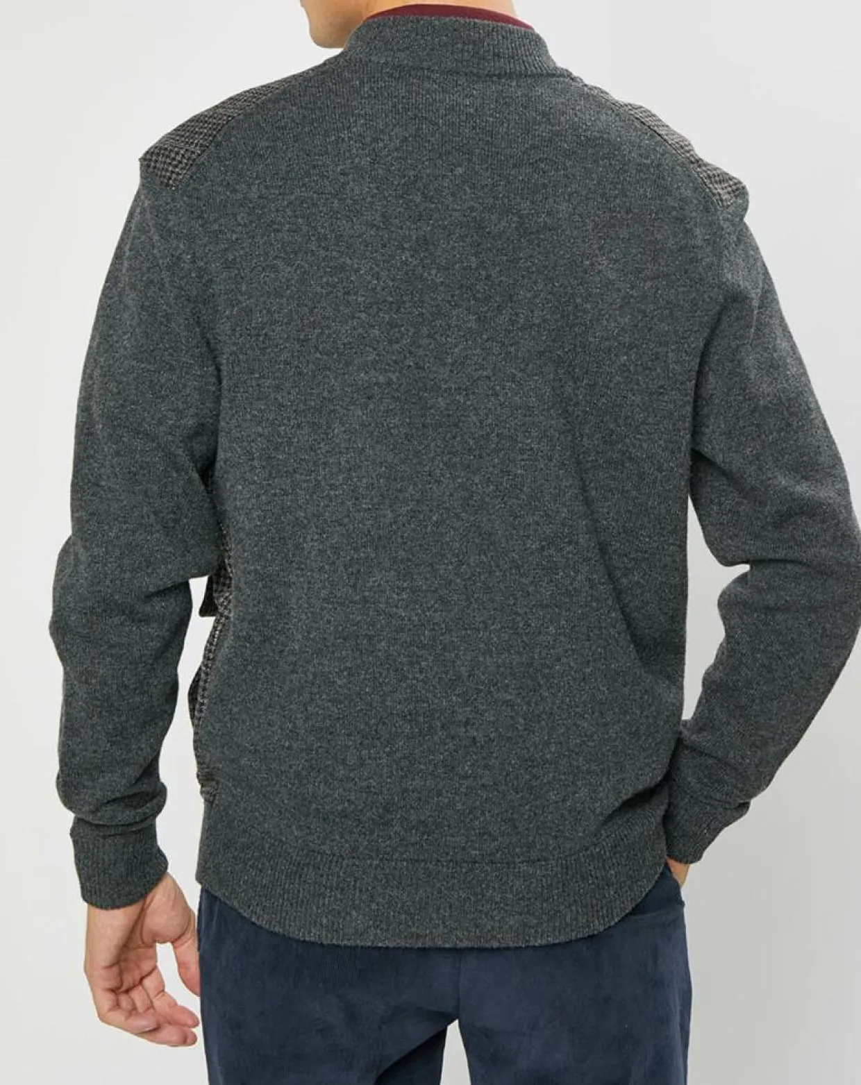 Homme Hackett London Vestes, Blousons^Blouson 100% Laine Tricot imprimé pied-de-poule gris/marron