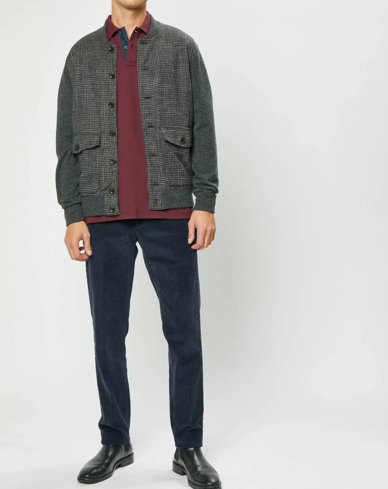 Homme Hackett London Vestes, Blousons^Blouson 100% Laine Tricot imprimé pied-de-poule gris/marron