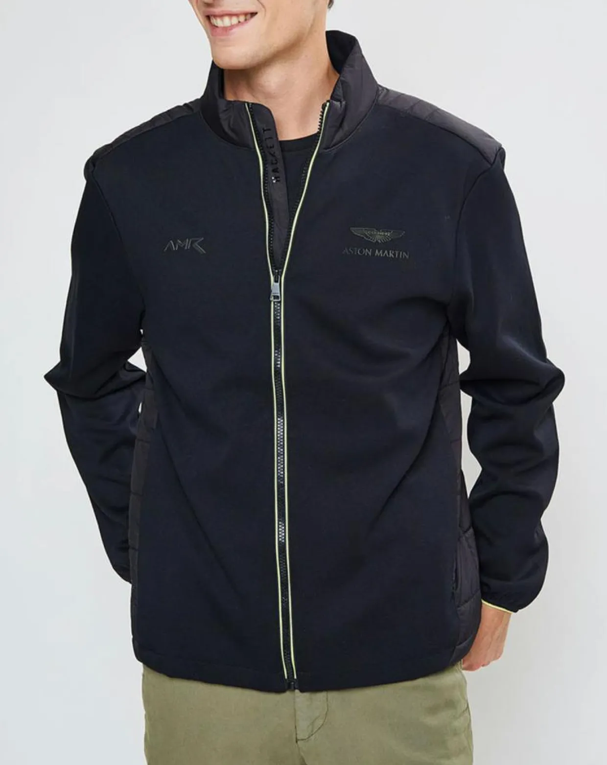 Blouson Aston Martin Racing Jersey bimatière noir-Hackett London