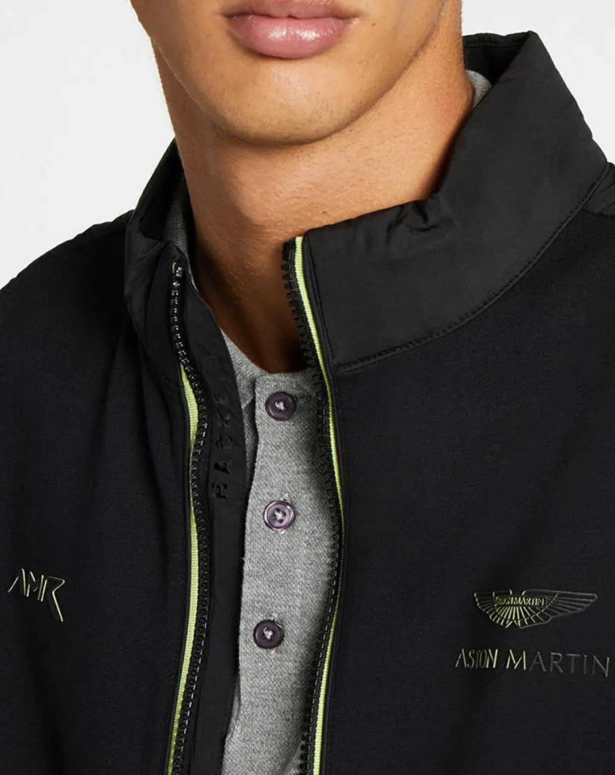 Blouson Aston Martin Racing Jersey bimatière noir-Hackett London