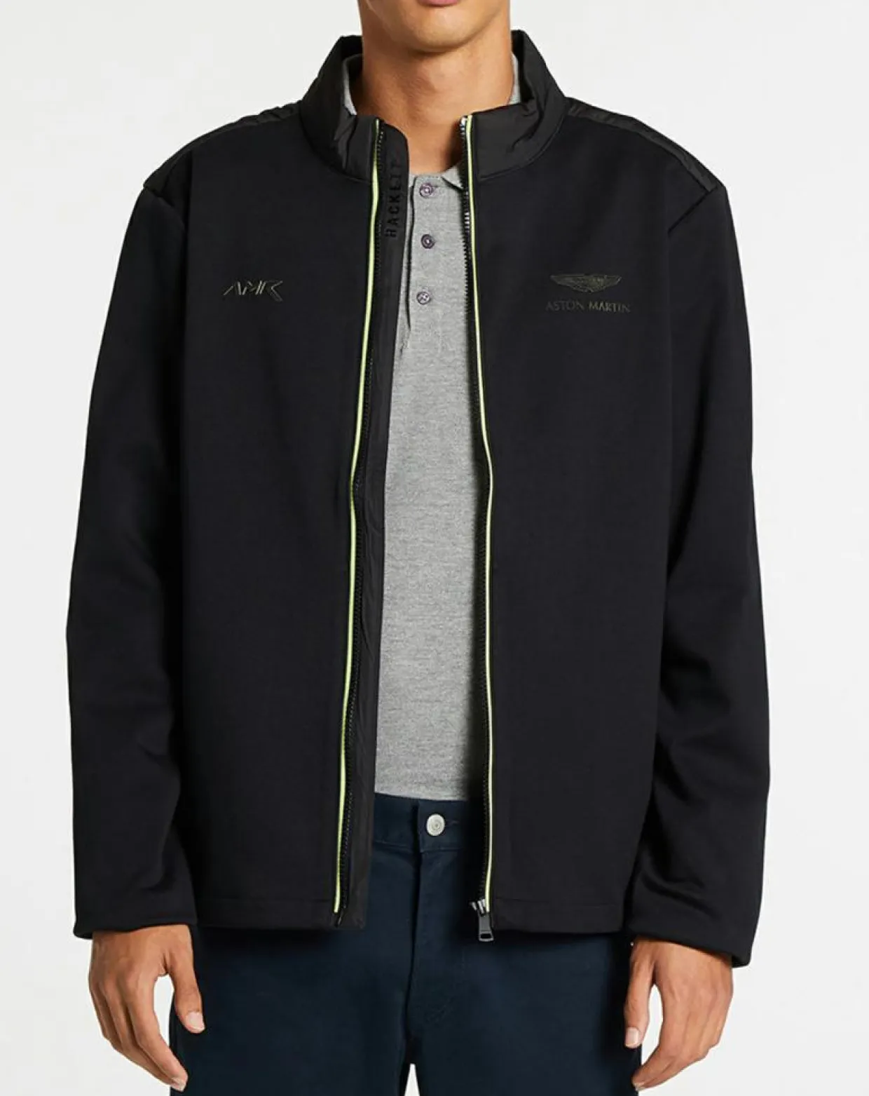 Blouson Aston Martin Racing Jersey bimatière noir-Hackett London