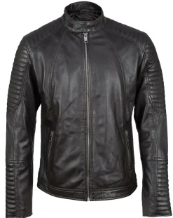 Homme Blue Wellford Vestes, Blousons^Blouson Biker en Cuir Juda marron