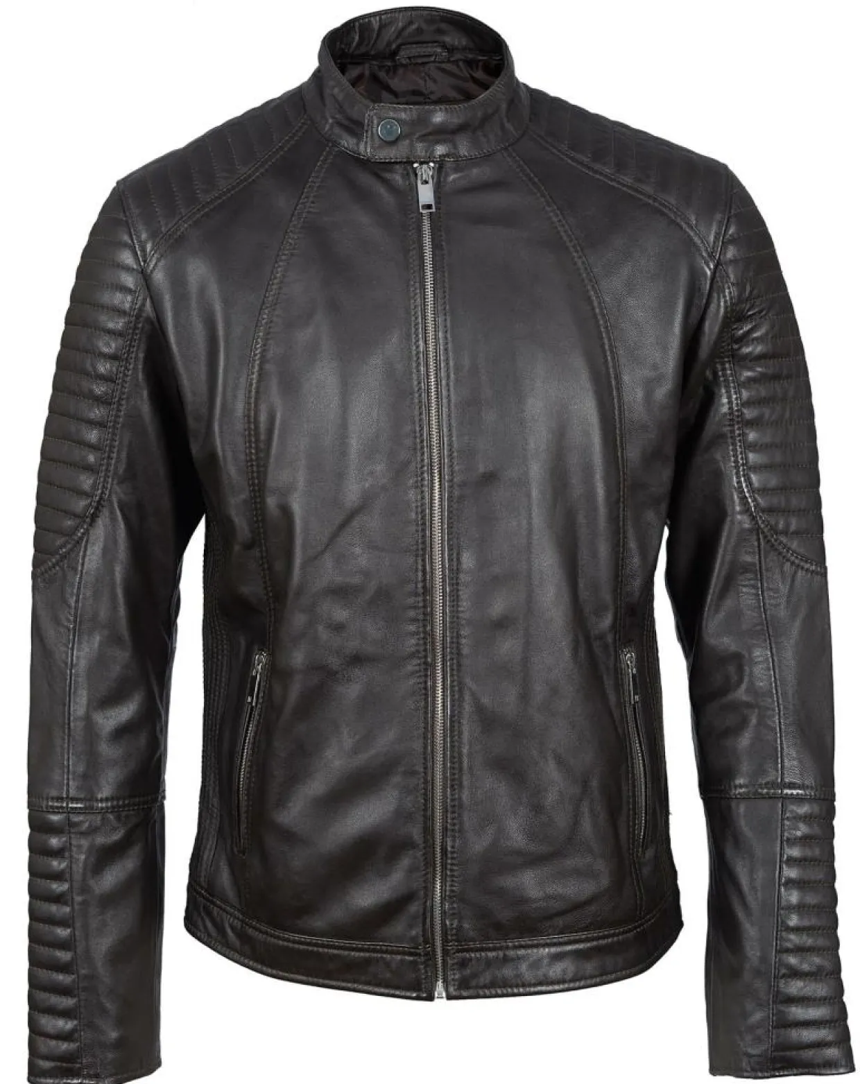 Homme Blue Wellford Vestes, Blousons^Blouson Biker en Cuir Juda marron