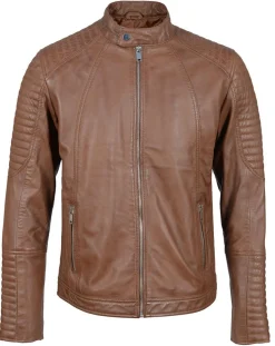 Homme Blue Wellford Vestes, Blousons^Blouson Biker en Cuir Juda cognac