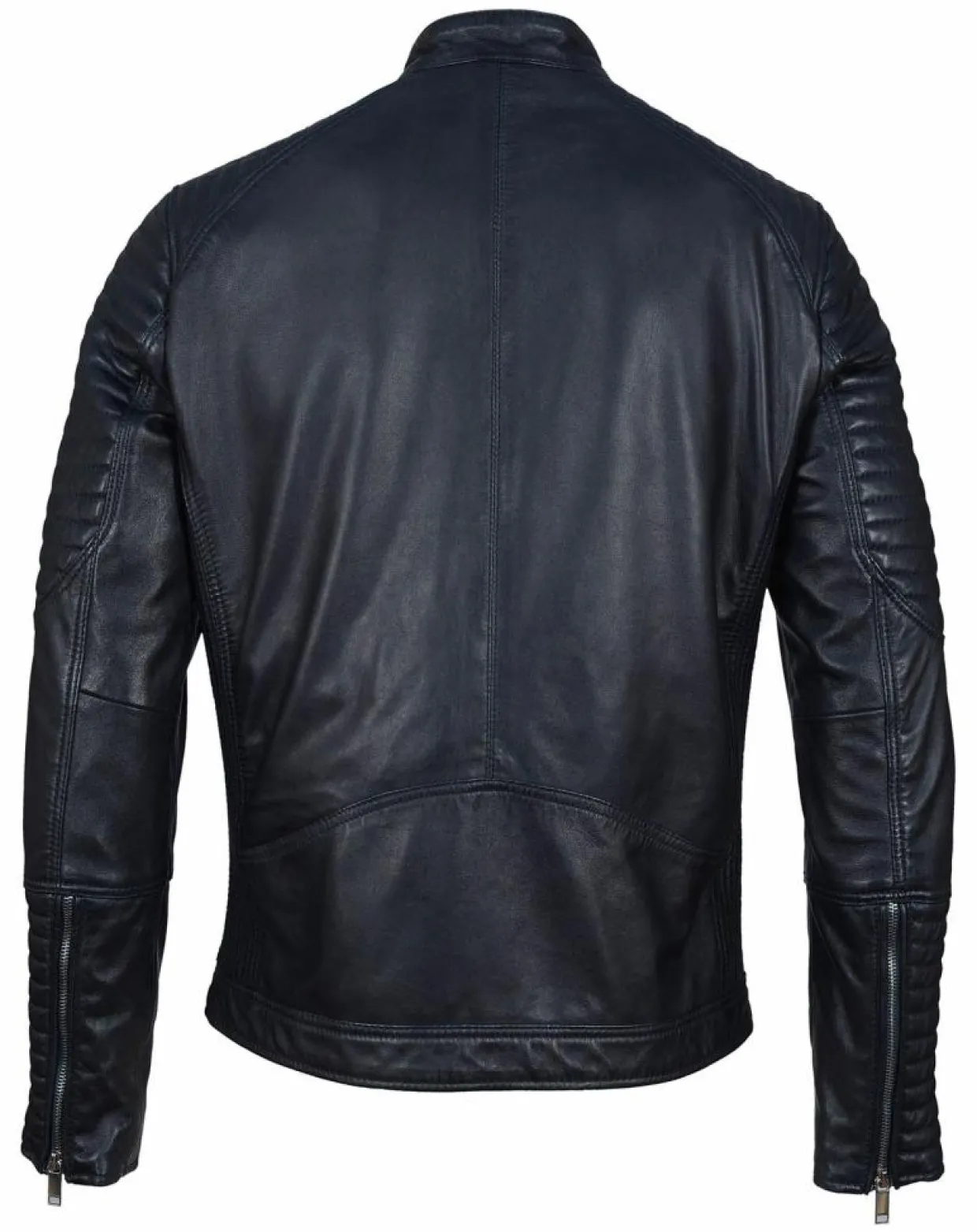 Homme Blue Wellford Vestes, Blousons^Blouson Biker en Cuir Juda bleu marine