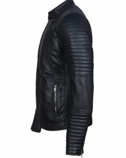 Homme Blue Wellford Vestes, Blousons^Blouson Biker en Cuir Juda bleu marine