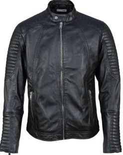 Blouson Biker en Cuir Juda noir-Blue Wellford Sale