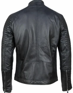 Blouson Biker en Cuir Juda noir-Blue Wellford Sale