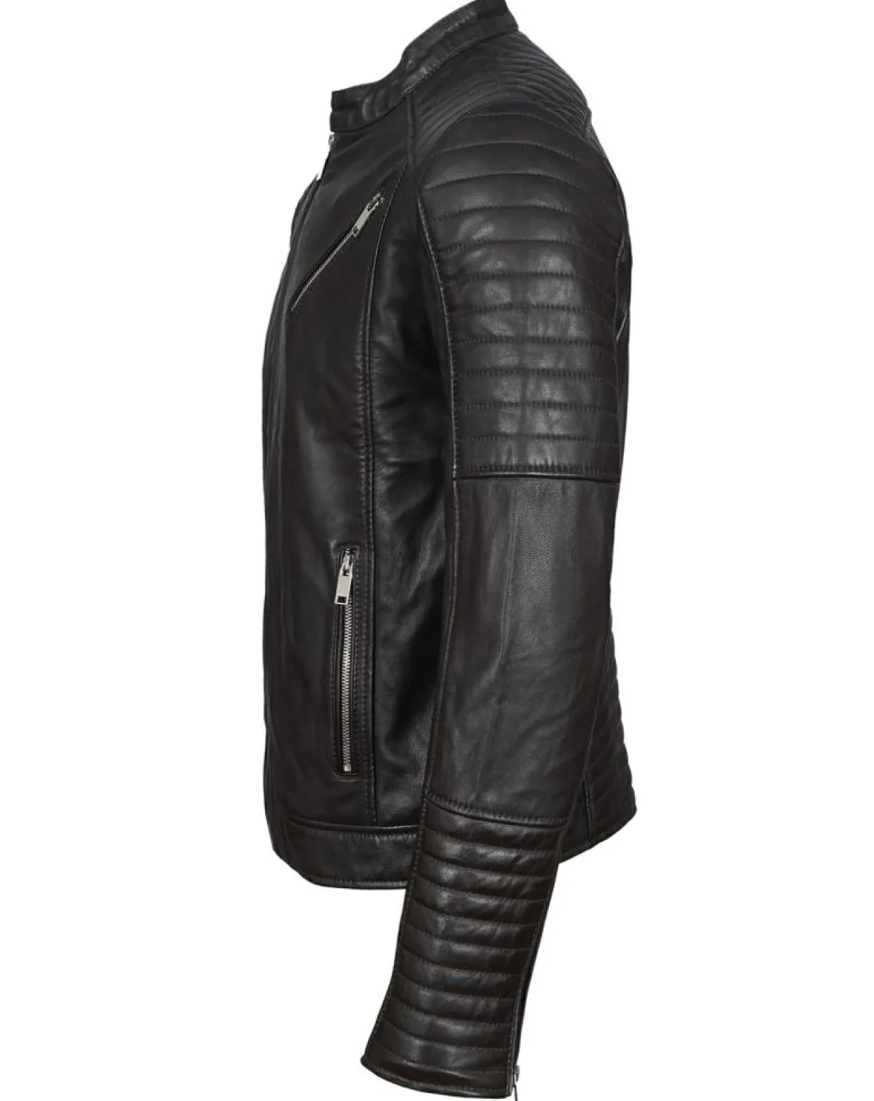 Homme Blue Wellford Vestes, Blousons^Blouson Biker en Cuir Junior marron