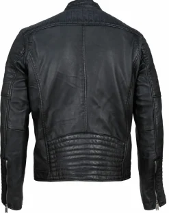 Homme Blue Wellford Vestes, Blousons^Blouson Biker en Cuir Junior noir