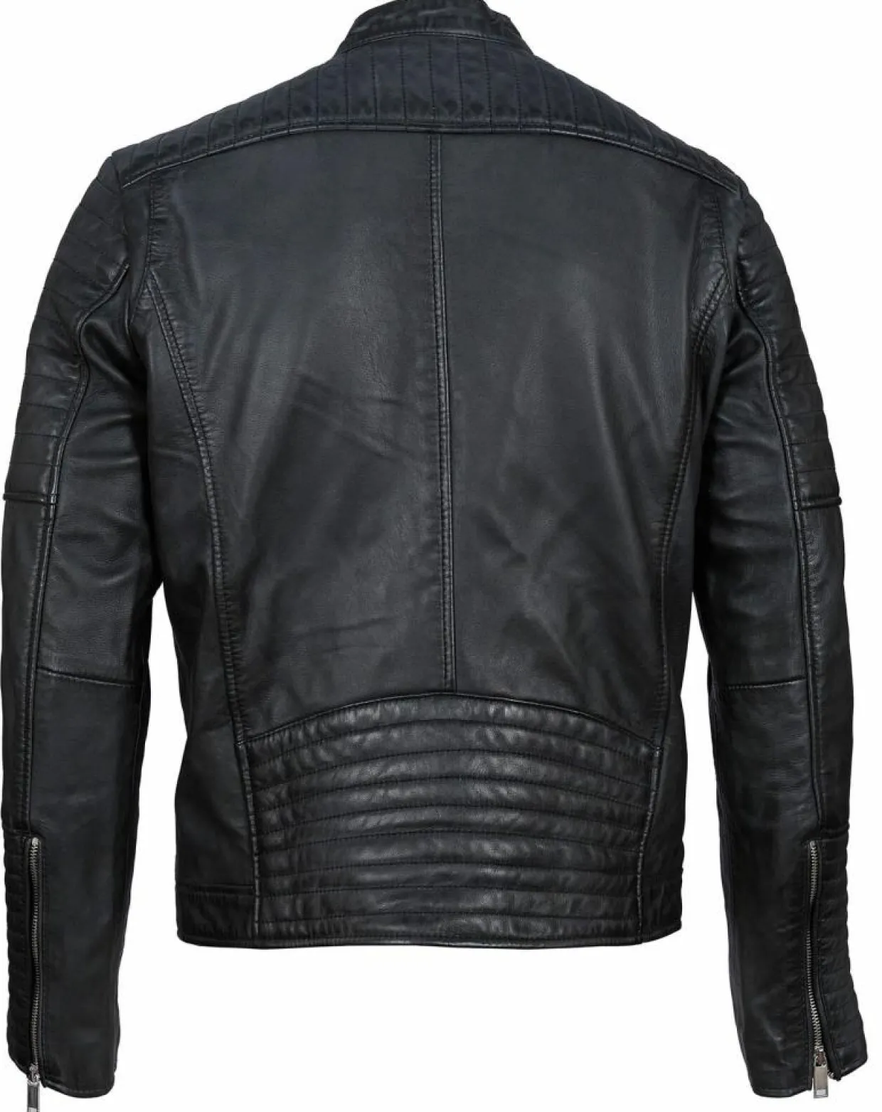 Homme Blue Wellford Vestes, Blousons^Blouson Biker en Cuir Junior noir