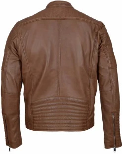 Homme Blue Wellford Vestes, Blousons^Blouson Biker en Cuir Junior cognac