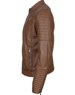 Homme Blue Wellford Vestes, Blousons^Blouson Biker en Cuir Junior cognac