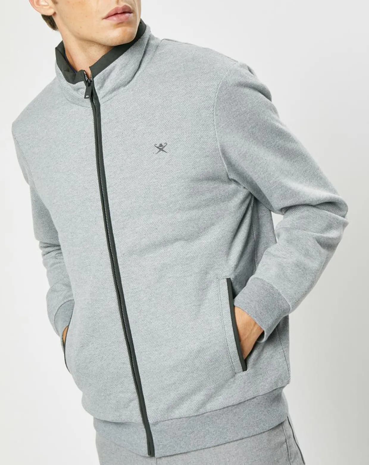 Blouson bi-matière gris clair-Hackett London Online