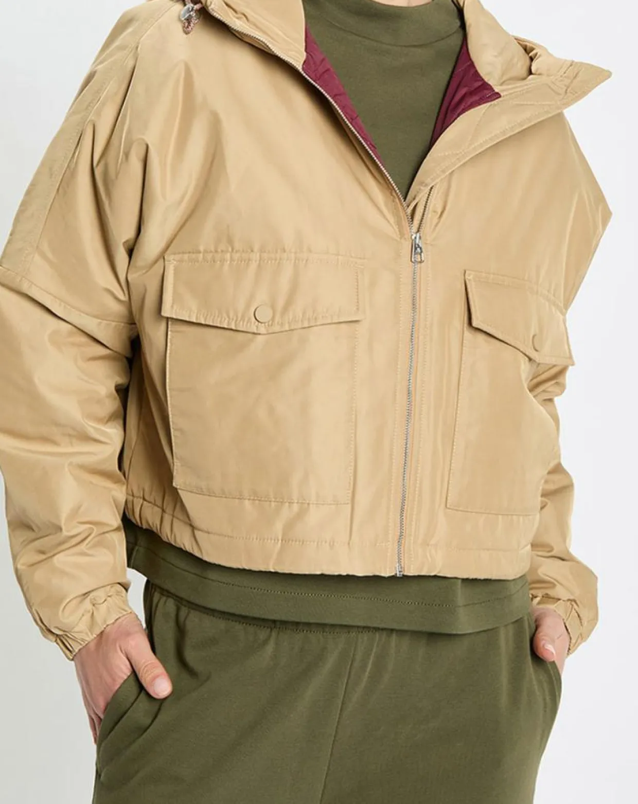 Blouson court à capuche poches zip beige-Marc O'Polo Online