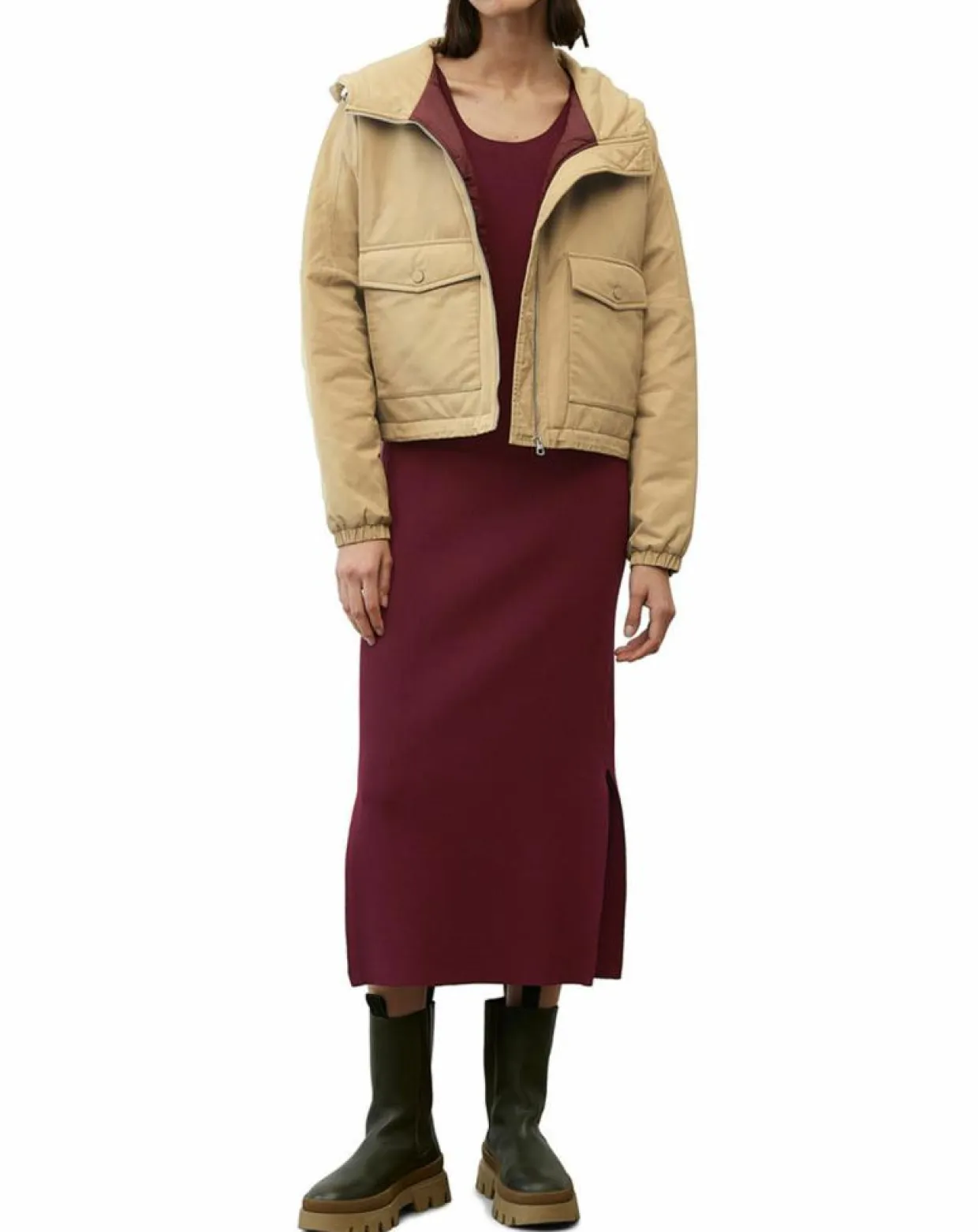 Blouson court à capuche poches zip beige-Marc O'Polo Online