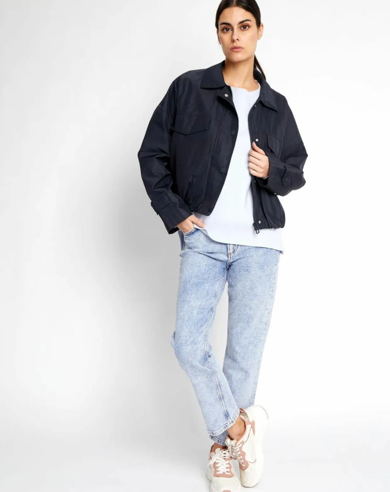 Femme Marc O'Polo Vestes, Blousons^Blouson Court Zippé bleu marine