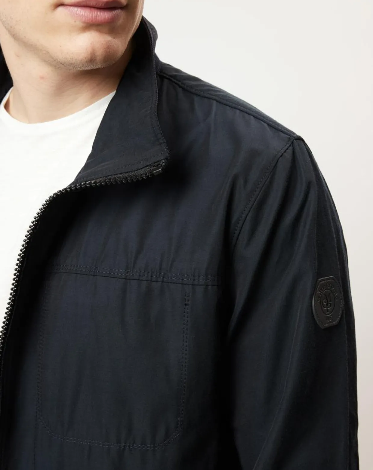 Blouson en coton et nylon bleu marine-Marc O'Polo