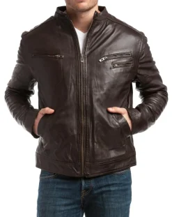 Blouson en Cuir Alessandro marron-Chyston Outlet